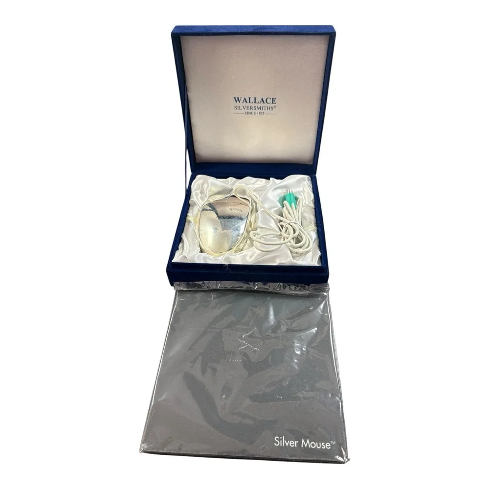 Wallace Silversmiths SILVER PLATED COMPUTER MOUSE‎ w/ Box & Mouse Pad Gift Set